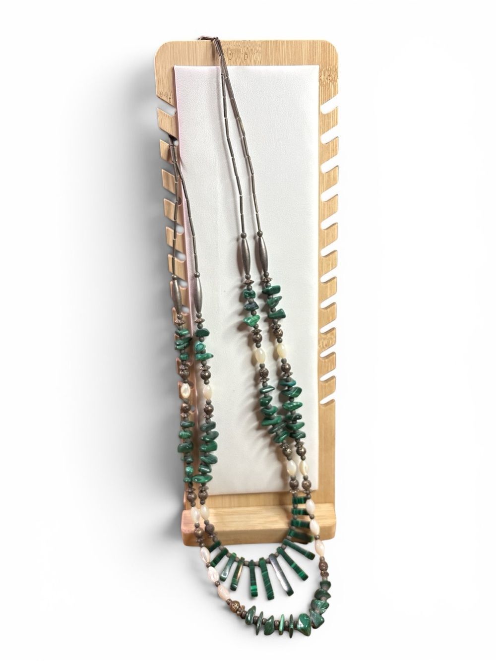 Genuine Malachite Gemstone double strand necklace
